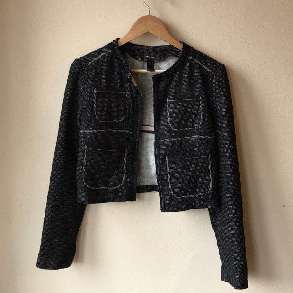 MNG Suit cropped blazer / jacket button up front